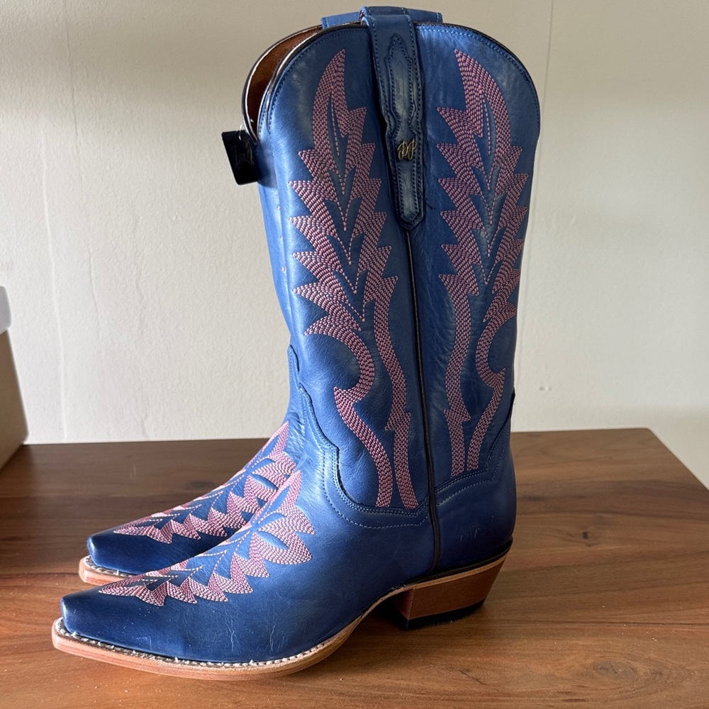 Dan Post Blue and Pink Embroidered Cowboy Boots